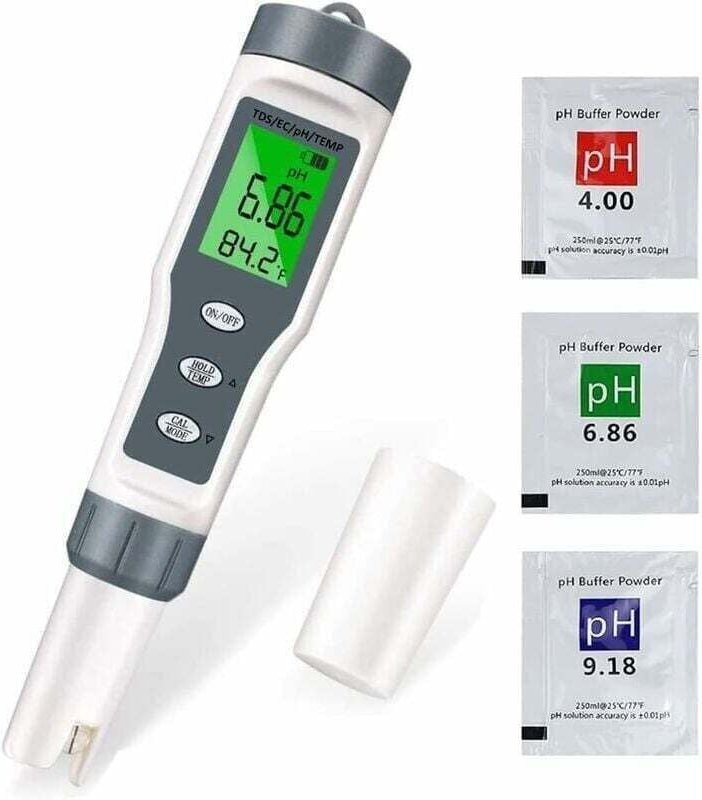 YMYNY PH-Meter-Tester, 4-in-1 Elektronischer Pool-PH-Tester, PH TDS EC & Temperaturmessgerät, Wasserqualitätstester mit ...