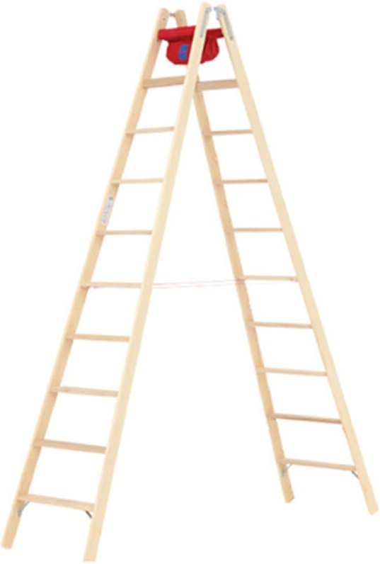 Matisère - Maler Doppelleiter aus Holz 2x10 Stufen - Hauteur atteignable 4.20m - 71499/2x10