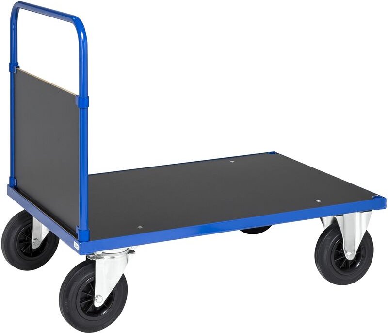 Kongamek Plattformwagen in blau 1000x700x900mm mit geschlossenem Schiebegriff und Gummibereifung ohne Bremse