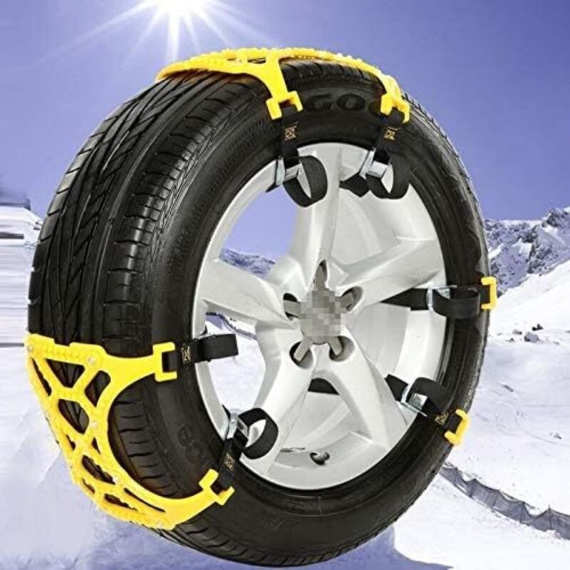 Thumbnail - Auto-Schneeketten Größe M Auto-Schneereifen-Anti-Rutsch-Kettenträger Gelb 6 Stück/Set für 1 Auto mit schwarzer Beutelver...