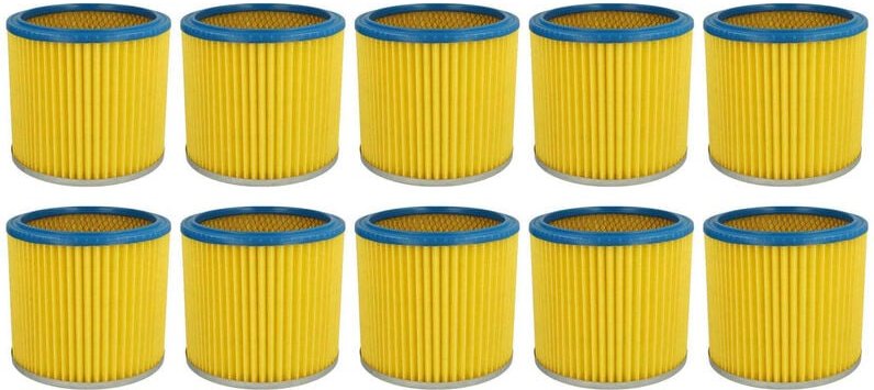 10x Faltenfilter kompatibel mit Einhell as 1400, 1250, 1250N Staubsauger - Filter, Patronenfilter, blau gelb - Vhbw