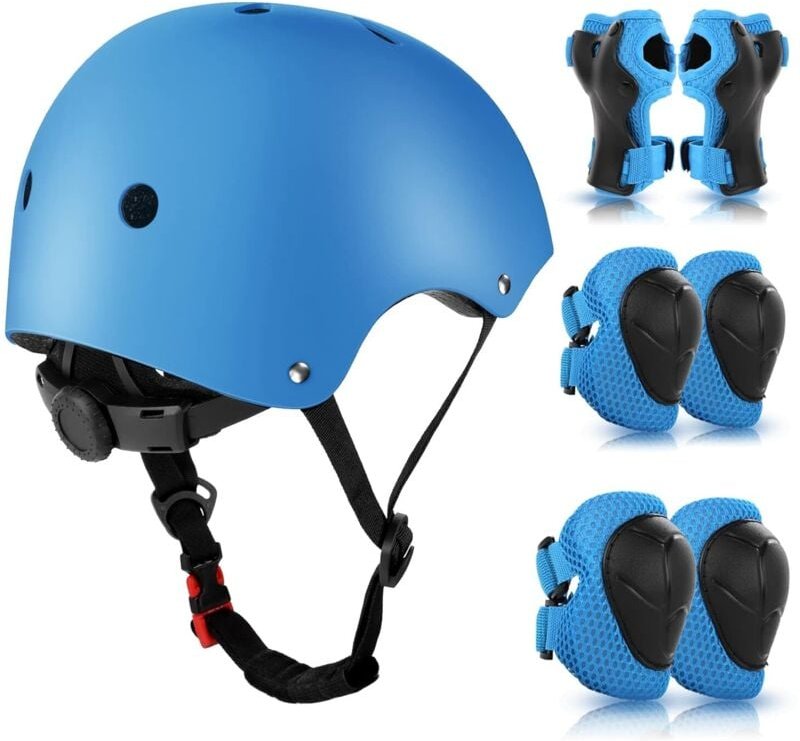 Kinder Rollschuhschutz, Helm/Knieschutz-Set für Kinder Rollschuhlaufen Alter 3 bis 10 Jahre Schutzausrüstung für Skatebo...