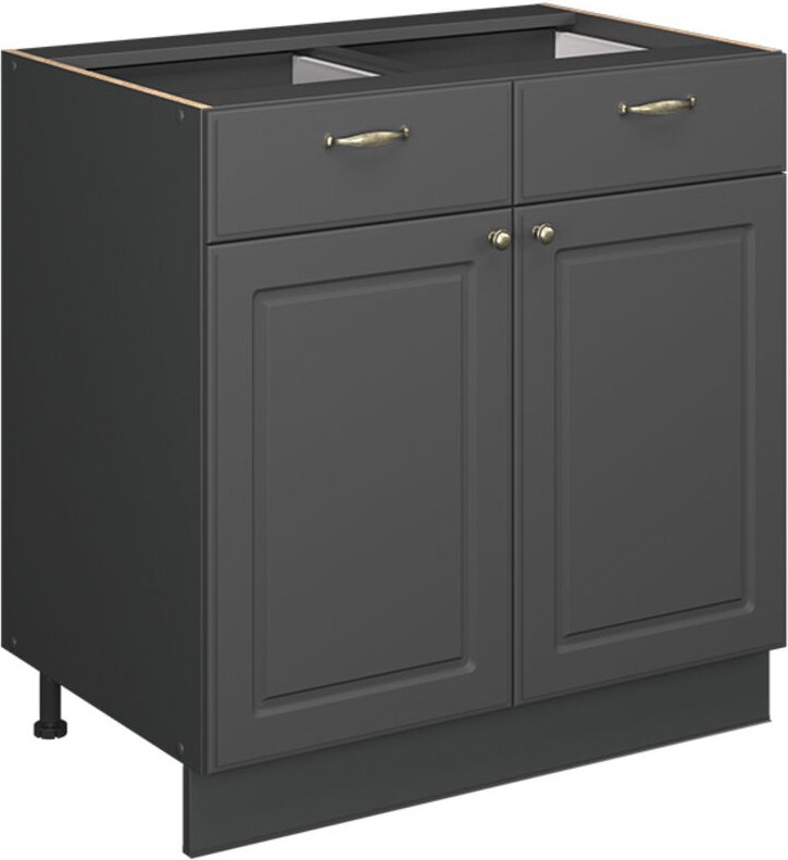 Küchenunterschrank Fame-Line, Anthrazit-Gold Landhaus, 80 cm , AP Marmor, Vicco