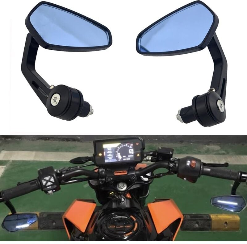 Motorradspiegel, 7/8 Zoll 22 mm Motorrad-Lenkerendspiegel, blendfreie Motorrad-Seitenspiegel, Retro-Motorrad-Lenkerspieg...