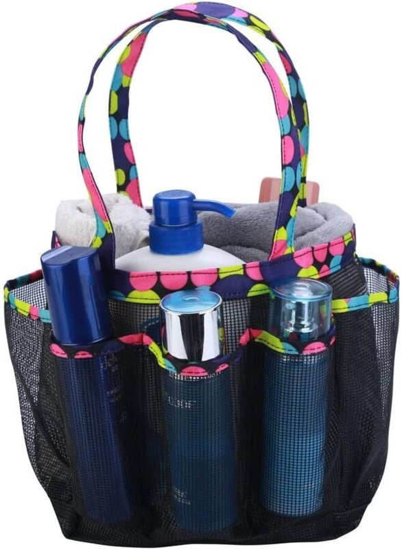 Linghhang - Tragbare Duschtasche aus Netzstoff für Badezimmer, Studentenwohnheim – große Duschtasche für Camping, Fitnes...