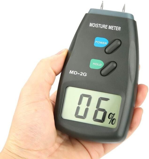 MD-2G Holzhygrometer, 5 % bis 40 % Holzfeuchtigkeitsmessgerät, 2-poliger LCD-Digital-Feuchtigkeitstester, tragbares Feuc...