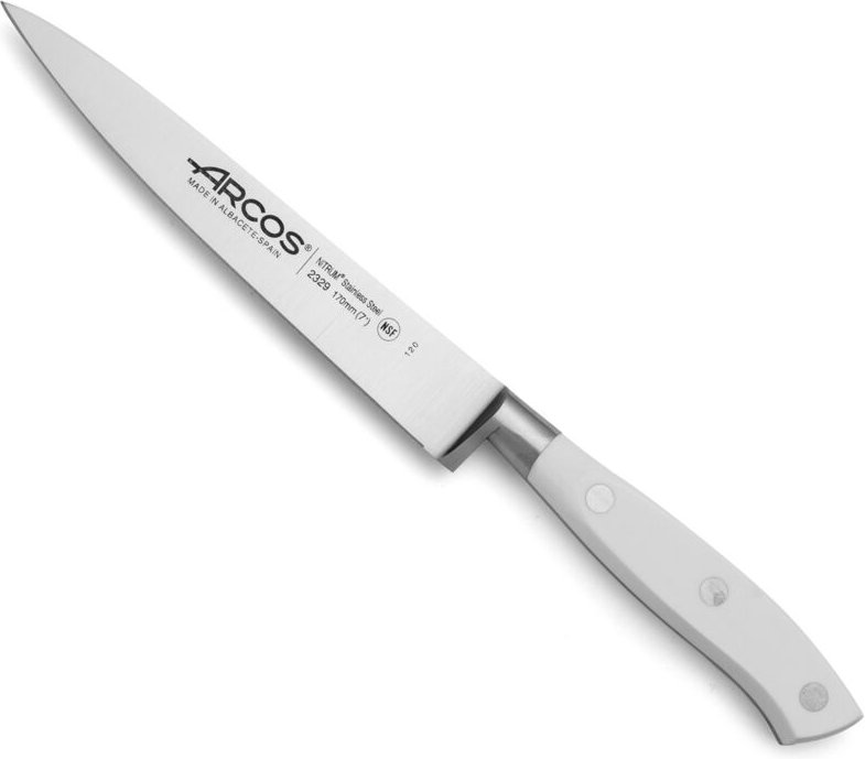 Sohlenmesser Arcos Riviera Blanc 232924 aus Nitrumstahl, mit Mango aus Polyoxymethylen und 17 cm Klinge im Koffer.