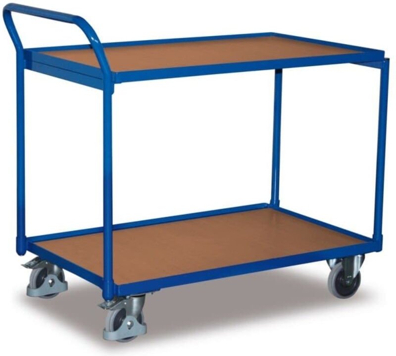 VARIOfit Tischwagen mit gebogenem Schiebegriff und 2 Ladeflächen 835x495mm