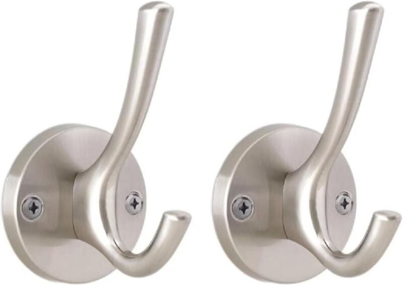 Kleiderhaken-Set mit 2 Handtuchhaken aus massivem Metall für Küche, Bad, Wohnzimmer und Büro, matt gebürstet