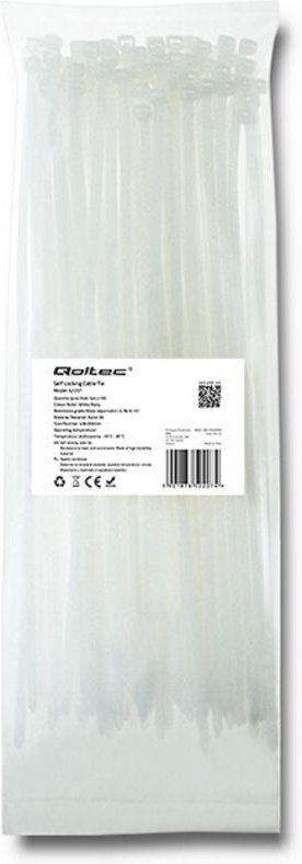 Qoltec Kabelbinder 4,8300mm 100 Stück Nylon66 UV Weiß