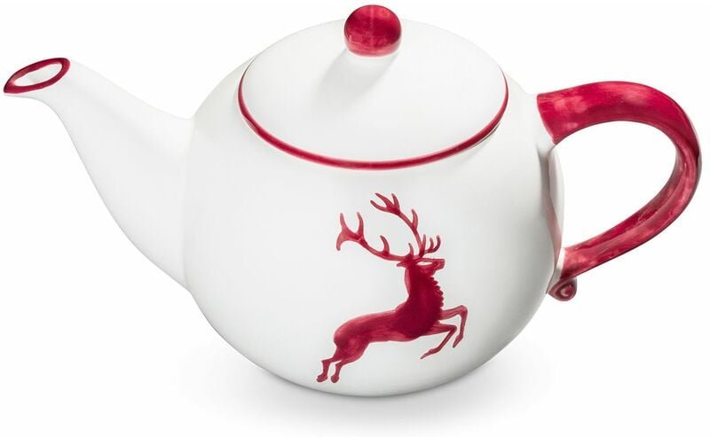 Gmundner Keramik - Bordeauxr. Hirsch, Teekanne 1,5 Liter