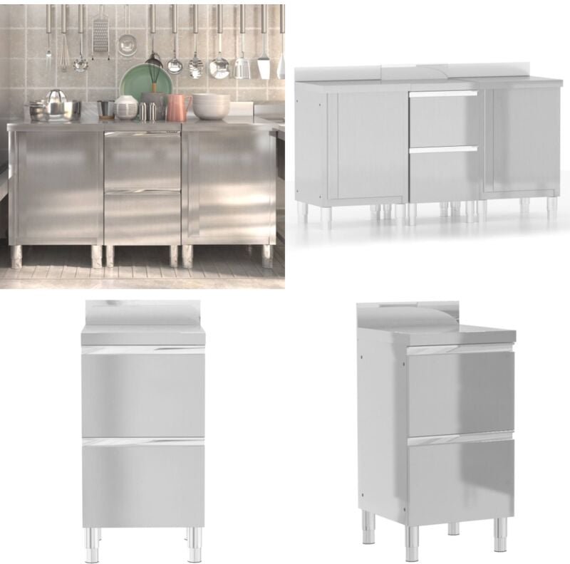 Gastro-Küchenschränke 3 Stk. Edelstahl - Küchenschrank - Küchenschränke - Home & Living