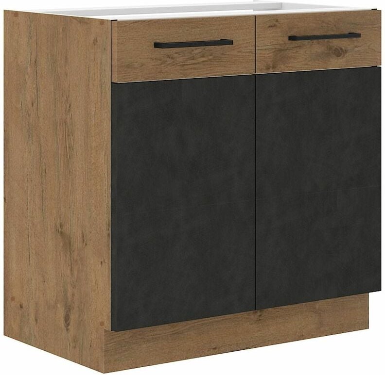 Küchen Preisbombe - Vigo Unterschrank 80 cm Eiche Lancelot Matera Grau Küchenzeile Küchenblock Küche