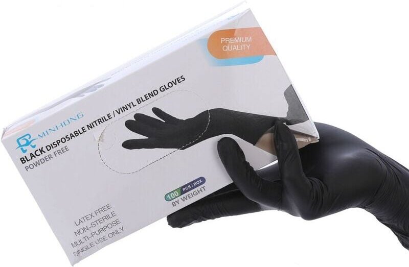 100 Stück Nitrilhandschuhe, schwarze Handschuhe, latexfrei und elastisch, perfekt für estetiste Lebensmittel, puder- und...