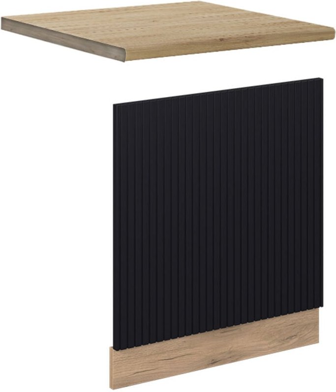 Frontblende Fame-Line, Schwarz gestreift, 60 cm , AP Eiche, Vicco