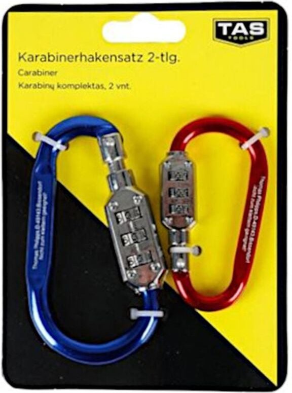 Buri - Karabinerhaken-Set 2-teilig mit Zahlenschloss Karabiner Zahlenvorhängeschloss