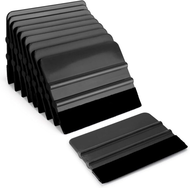 5er Pack Rakel mit Filzkante für Auto, Möbelfolie, Fensterfolie, Tönungsfolie, Klebefolie, 10 Stück, schwarz - Lntyq
