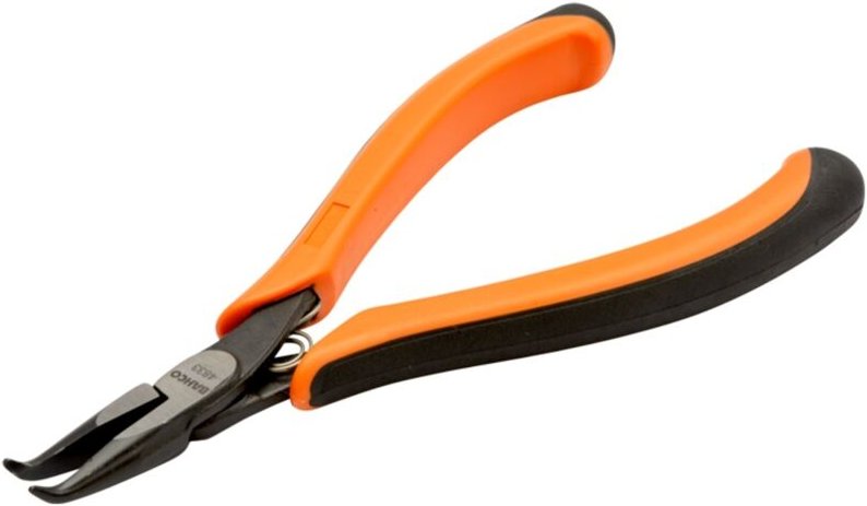 Bahco ERGO Spitzzange mit Zwei-Komponenten-Griffen und um 60° abgewinkelter Spitze, phosphatiert, 130 mm