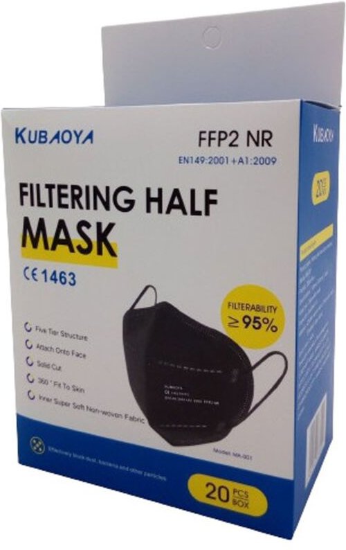 Buri - 20x FFP2 Mundschutz schwarz. Atemschutzmaske, Feinstaubmaske CE1463