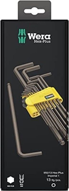 Wera - 950/13 Hex-Plus Imperial 1 Innen-Sechskant Winkelschraubendreher-Set 3/8 Zoll, 5/16 Zoll, 1/16