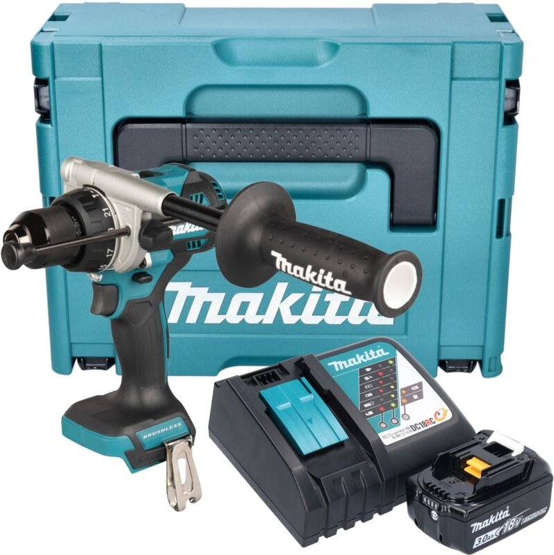 Makita DHP 492 RF1J Akku Schlagbohrschrauber 18 V 141 Nm Brushless + 1x Akku 3,0 Ah + Ladegerät + Makpac