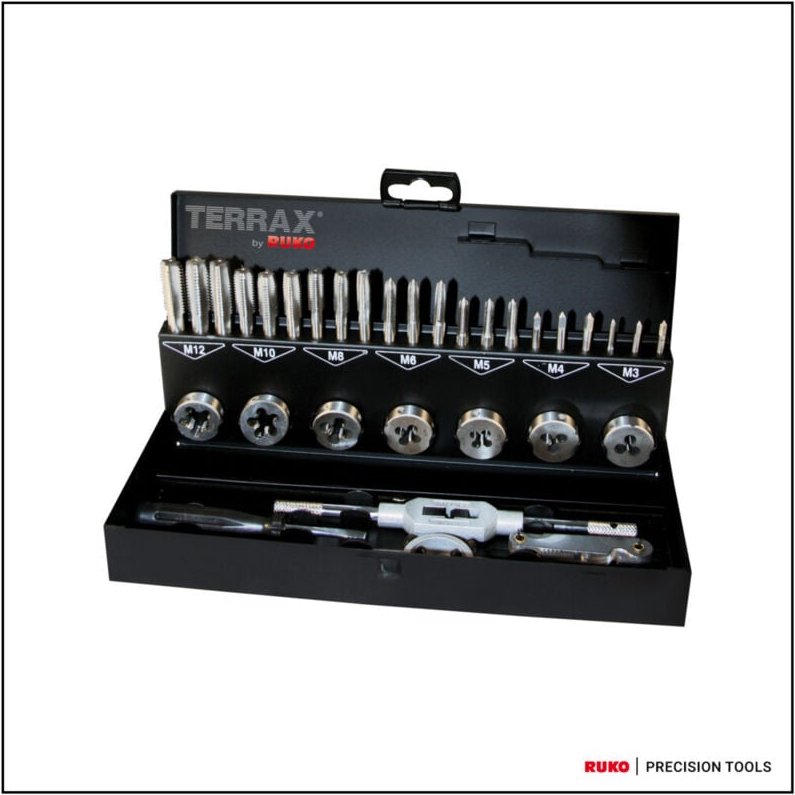 Ruko - terrax by Gewindeschneidwerkzeug-Satz 31tlg. hss in Stahlblechkassette - A245013