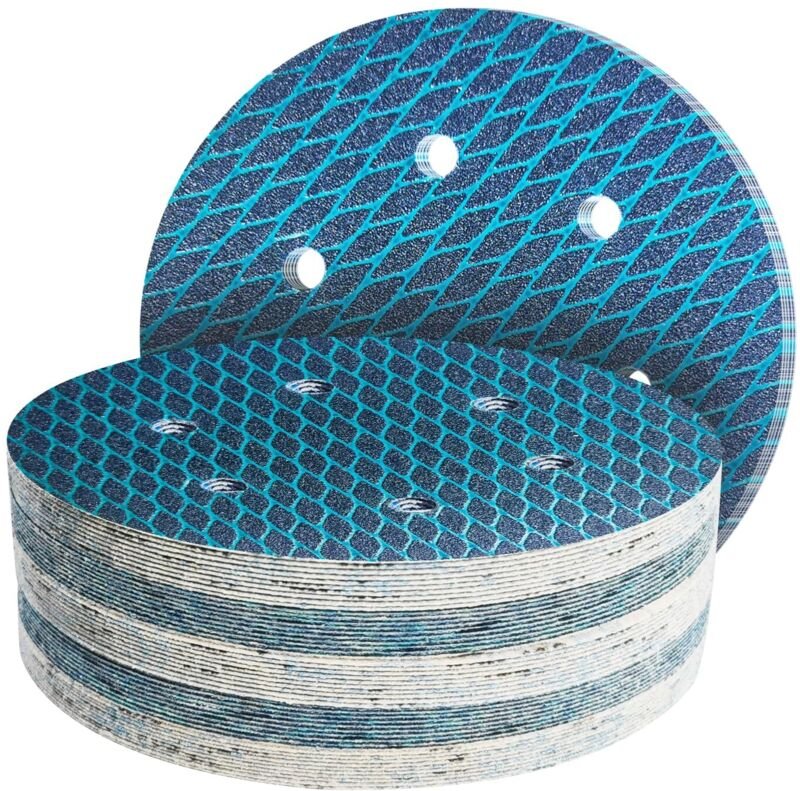 50 Stück 150 mm Schleifscheibe, Körnung 240, für Exzenterschleifer (6 Löcher/Rhombus)