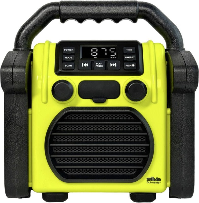 Br 230 bt neon-gelb Baustellenradio fm usb, Bluetooth® Weckfunktion, Akku-Ladefunkt - Silva Schneider