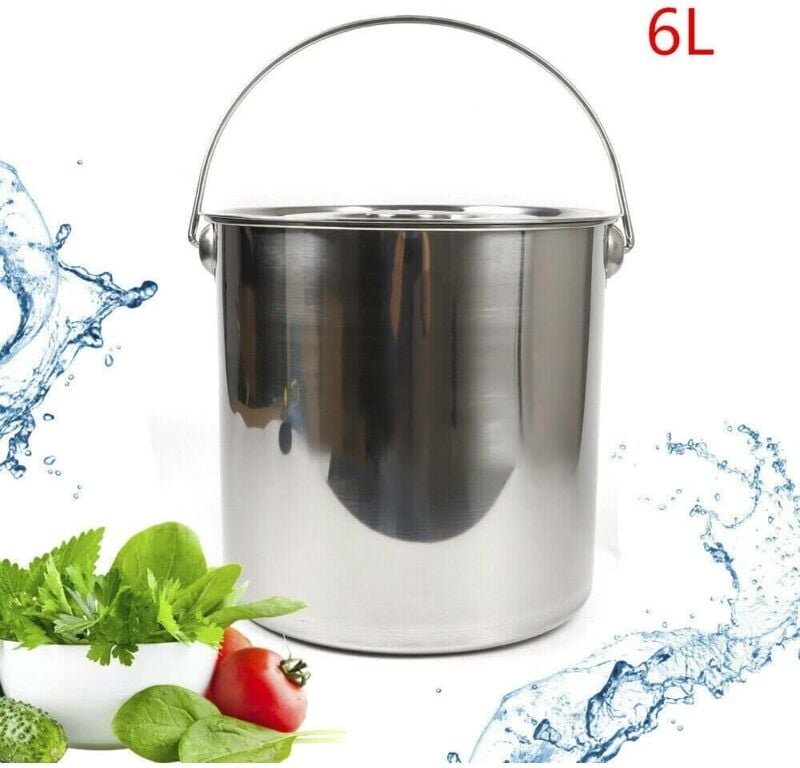 Edelstahleimer,Lebensmitteleimer Kücheneimer Futtereimer Milcheimer Eimer Garteneimer Baueimer mit Tragegriff + Deckel f...