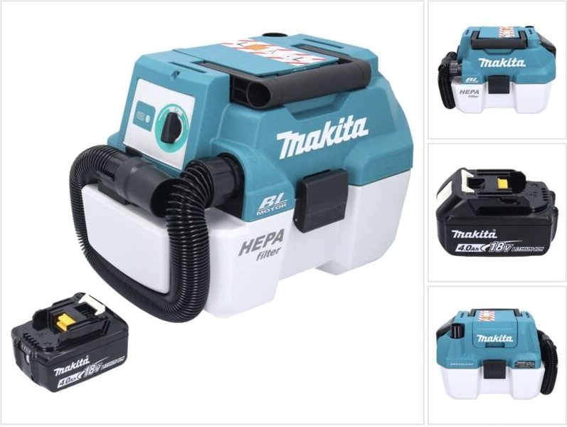 Makita - dvc 750 LM1 Akku Staubsauger lxt 18 v 67 mbar 7,5 l Brushless + 1x Akku 4,0 Ah - ohne Ladegerät