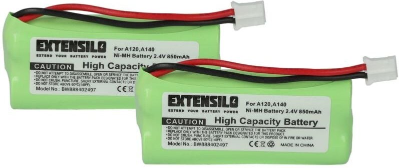 Extensilo - 2x Akku kompatibel mit Siemens Gigaset AS140 duo, AS150, AS15, AS140, AS150 duo, AS145 schnurlos Festnetz Te...