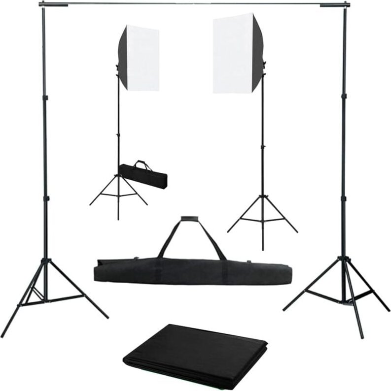 Fotostudio-Set mit Softboxen und Hintergrundsystem - Vidaxl