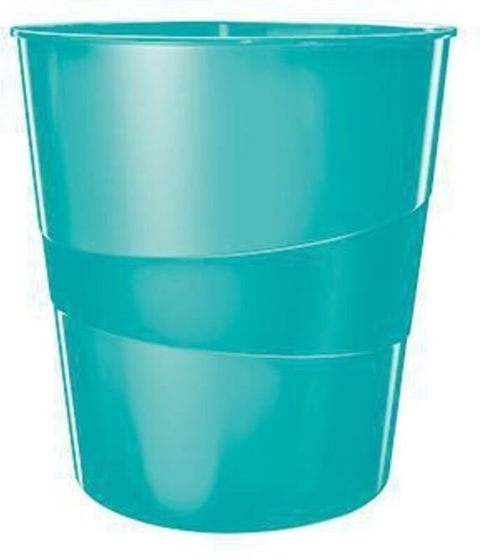 Leitz - Papierkorb wow 29 x 32,4 cm (d. x h) 15l Polystyrol Farbe: eisblau 1 Sortierfach