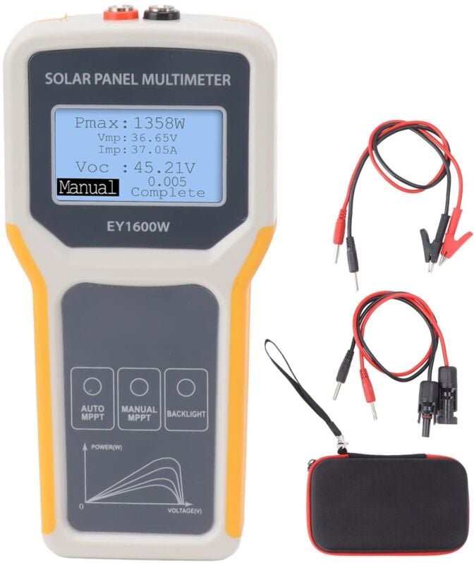 Ej.life - Solarpanel Tester, EY1600W Photovoltaik Multimeter mit Hintergrundbeleuchtung, mppt Leerlaufspannungswerkzeug ...