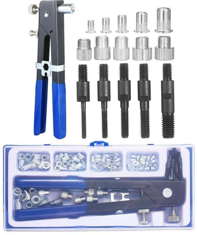 86-teiliges Nietmuttern-Werkzeugset, Blindnietmuttern-Set, Handnietschlüssel, Gewindeeinsatzwerkzeug, Nietmutternpistole...