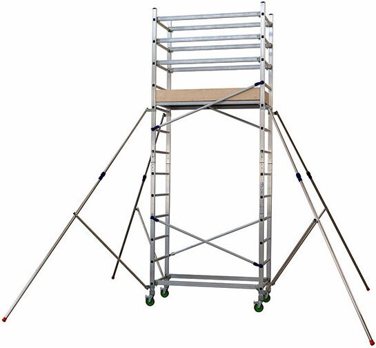 Alu Rollgerüst, max. Arbeitshöhe 4,80m, Standhöhe 2,80m, 1 Plattform 141x68cm, 4 feststellbaren Lenkrollen, 4 teleskopau...