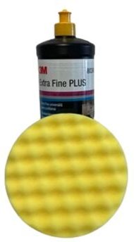 3m 80349 Pasta Abrasiva Extra Fine 1 Litro+ 50488 Tampone In Spugna Ondulata Gialla 1 Pezzo