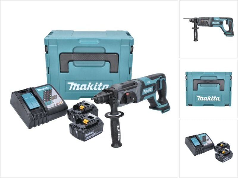 Makita DHR 241 RGJ Akku Bohrhammer 18 V 2,0 J SDS plus + 2x Akku 6,0 Ah + Ladegerät + Makpac