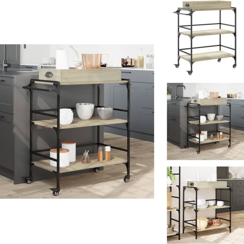 Küchenwagen Sonoma-Eiche 81,5x41x92,5 cm Holzwerkstoff - Küchentisch - Küchenschrank - Rollwagen - Mobiliar - Esstisch