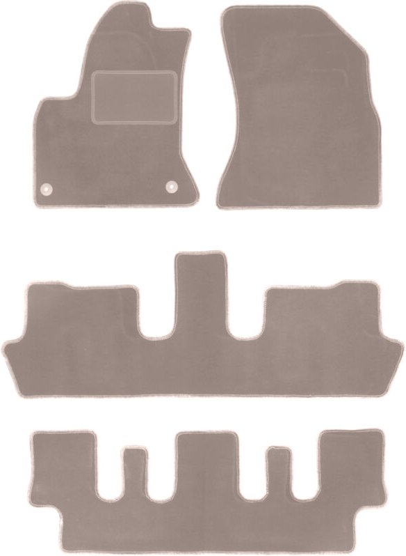 Beige Veloursmatten für: Citroen C4 Picasso I 7 Sitze (2006-2013)