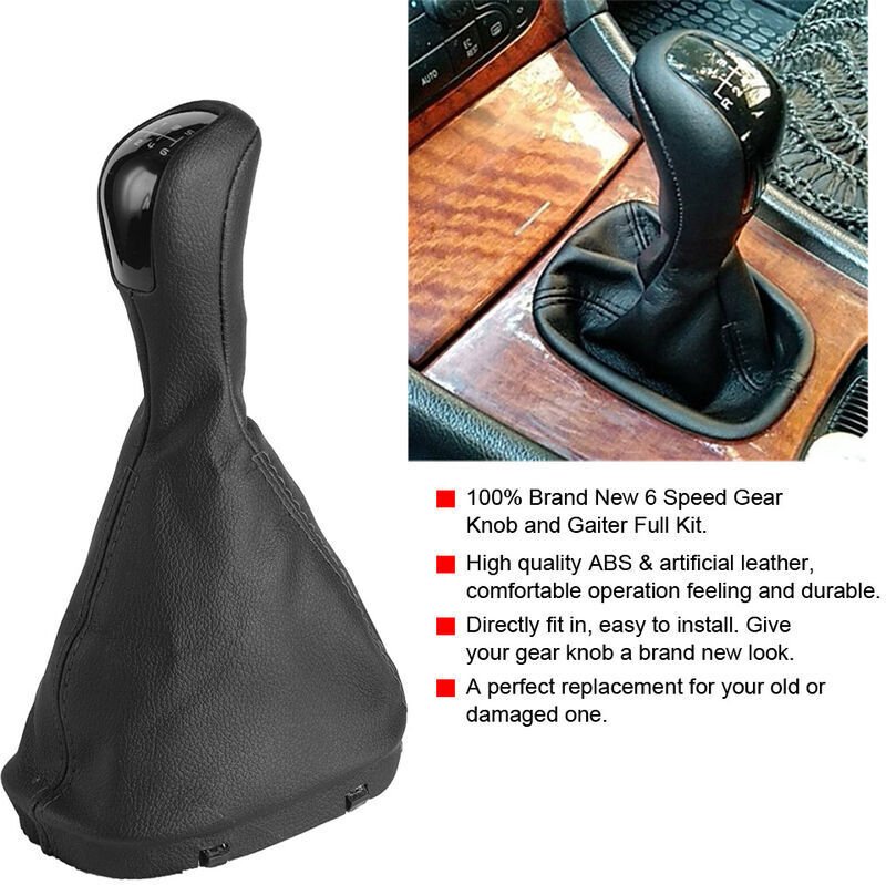 Odipie - Schaltknauf, 6-Gang-Schaltknauf + Gamaschenmanschette Für Benz c Class W203 S203. Schaltknaufkopf aus Kunststof...