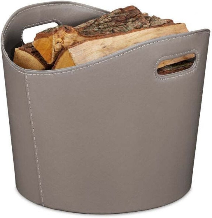 Grauer holzkorb aus kunstleder 8830819