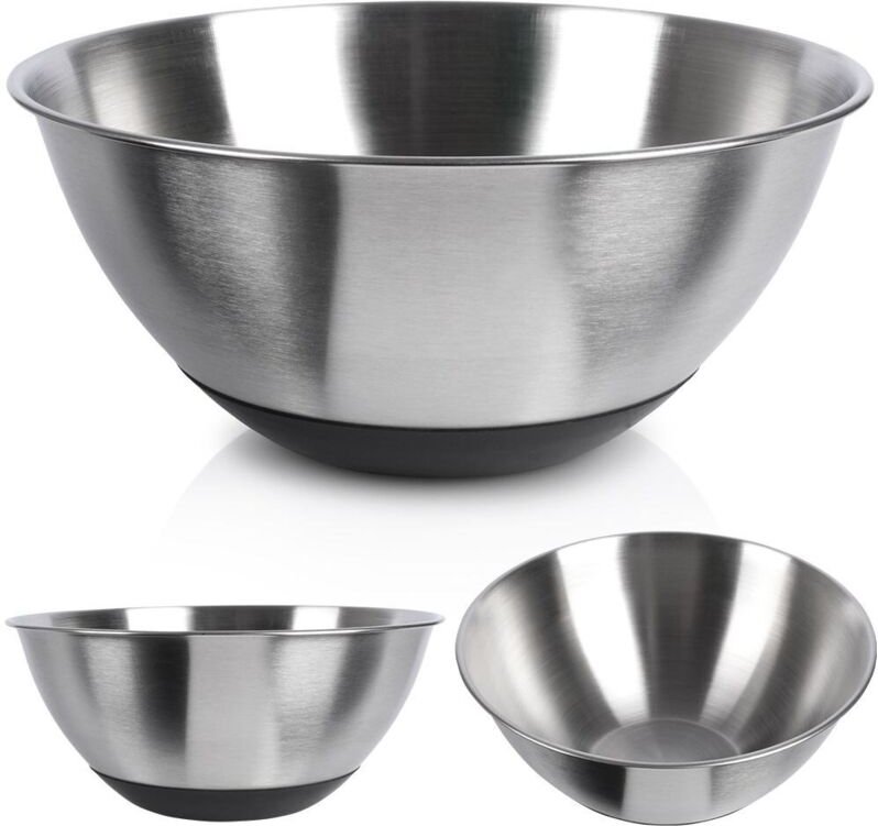 Non slip stainless steel bowl with versatile use in the kitchen