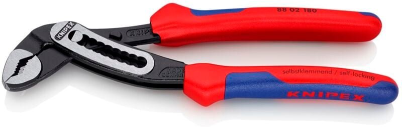 KNIPEX 88 02 180 SB Alligator® Wasserpumpenzange mit Mehrkomponenten-Hüllen schwarz atramentiert 180 mm