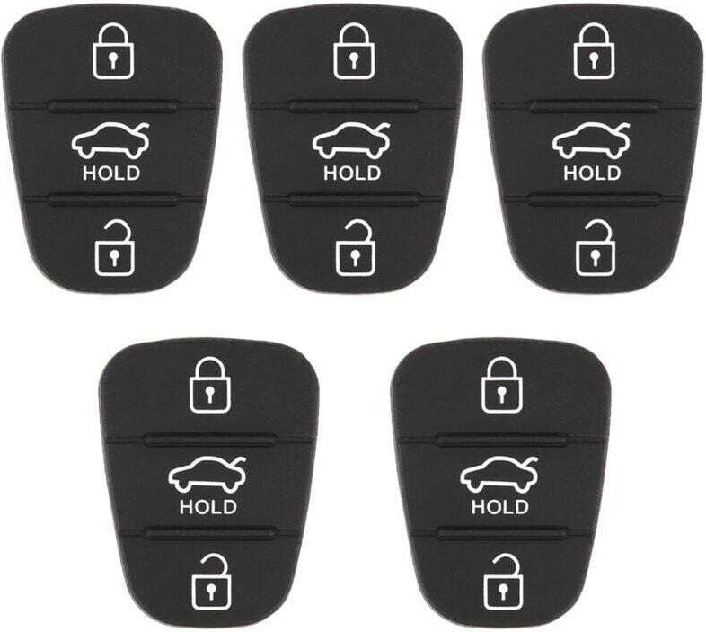 5 Stück Ersatz-Fernschlüsselgehäuse aus Gummi mit 3 Tasten, passend für Hyundai Kia (mit Buchstaben).