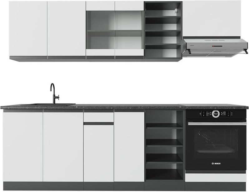 Vicco - Küchenzeile R-Line, Weiß/Anthrazit, 240 cm , ap Anthrazit