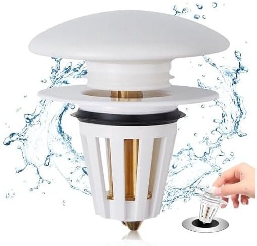 6,7 × 6,7 × 8,1 cm)chuangzhi Badezimmer-Waschbeckenabfluss mit Keramikabdeckung, Pop-Up-Waschbeckenstöpsel mit 2 Dichtun...