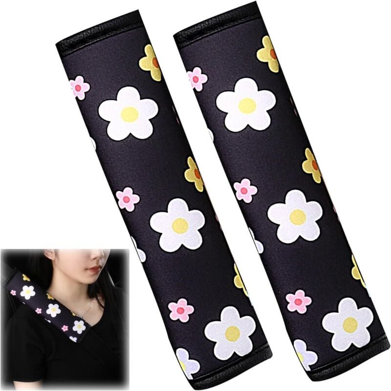 2er-Pack Autogurtkissen für Kinder, Schwangerschaftsgurt und Autositz, Schlafkissen, Vintage-Blumenmuster