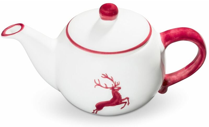 Gmundner Keramik - Bordeauxr. Hirsch, Teekanne 0,5 Liter