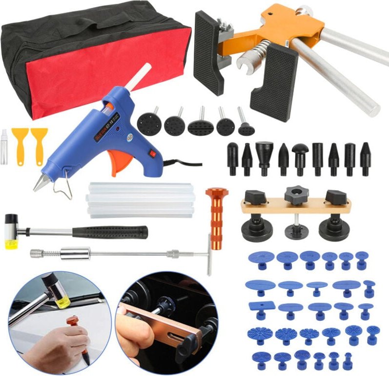 SWANEW 57x Ausbeulwerkzeug Ausbeulset Werkzeug Ausbeulen Dellen Reparatur Set Auto